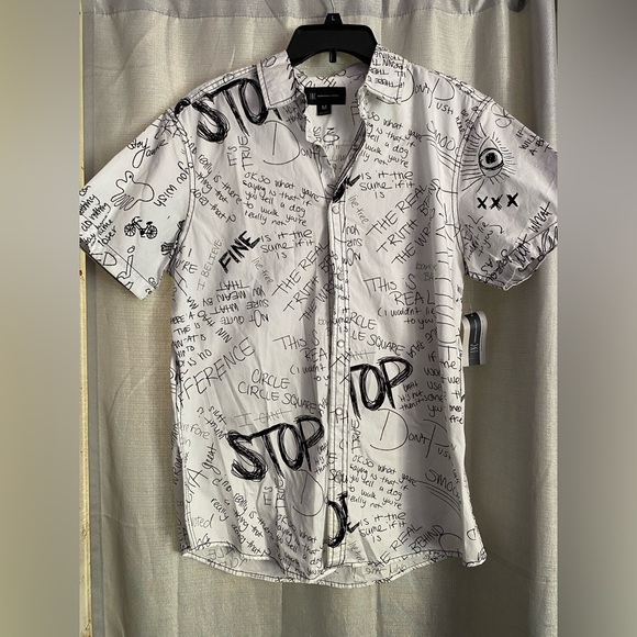 NWT I. N.C. Men's Doodle-Print Shirt, Created for Macy's - Picture 3 of 12